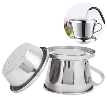 Imagem de Conjunto de filtros de café, copo de filtro de gotejamento de café portátil, reutilizável, de aço inoxidável, vietnamita, cafeteira para escritório, casa, uso ao ar livre, 8,9 x 6,6 cm