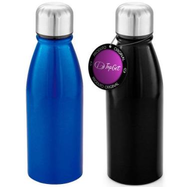 Imagem de Kit 2X Squeeze Alumínio 500 Ml Wave Topget Azul E Preto