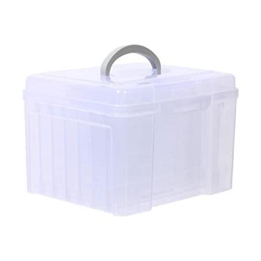 Imagem de Caixa organizadora de fotos com divisórias Caixa de armazenamento para cartões de felicitações -artesanato Porta-arquivos Organizador de fotos