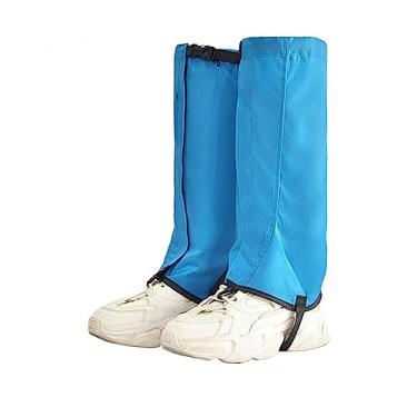 Imagem de Polainas de perna de trilha capas de sapato à prova d'água e à prova de vento polainas de bota leggings leves e ajustáveis polainas de perna para homens mulheres, caminhadas, caça, caminhada, esqui, raquetes de neve, alpinismo, azul, M