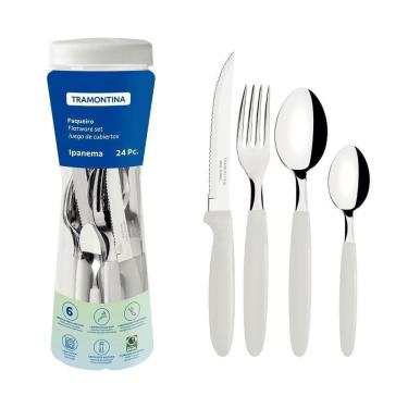 Imagem de Conjunto Faqueiro 24 Peças Ipanema Lâmina Inox Cabo Branco - Tramontina 23399891