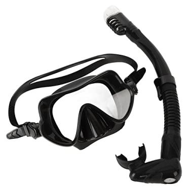 Imagem de Kit de Snorkel, óculos de Mergulho de Vidro Temperado Conjunto Completo de Snorkel Superior Seco Dobrável óculos de Mergulho para Adultos para Equipamento de Mergulho (Preto)