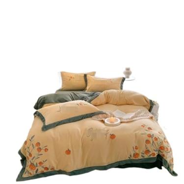 Imagem de Jogo de Cama Jogo de Lençol Leite Veludo Grosso 4 Peças Inverno Quente Conjunto De Cama Dupla Face Colcha Folha Macia Conjunto de Capas de Edredão (Color : C, Size : 1.5/1.8m bed)