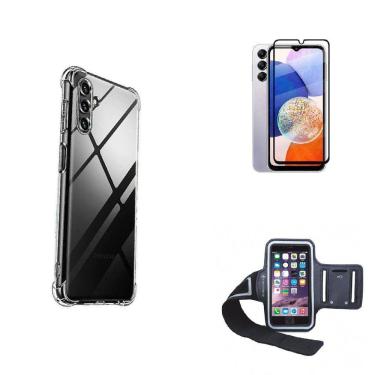 Imagem de Kit Braçadeira Samsung Galaxy A14 + Película De Vidro 3D + Capa