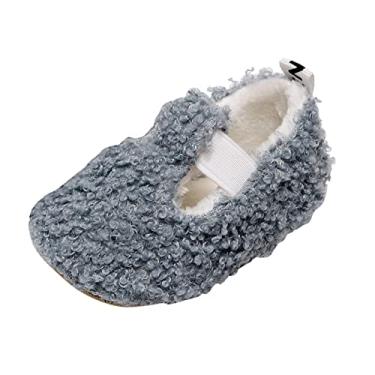 Imagem de Sapatos de bebê de algodão primeiros sapatos casuais sapatos infantis andadores bebê pelúcia meninos meninas solteiro tênis infantil tamanho 5, Azul, 12-18 Months Infant