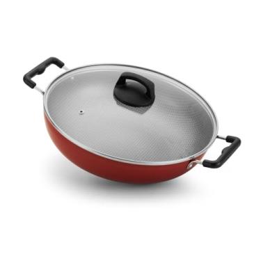 Imagem de WOK ALEGRETE 30 C/TAMPA DE VIDRO E ALCA AA VERMELHO