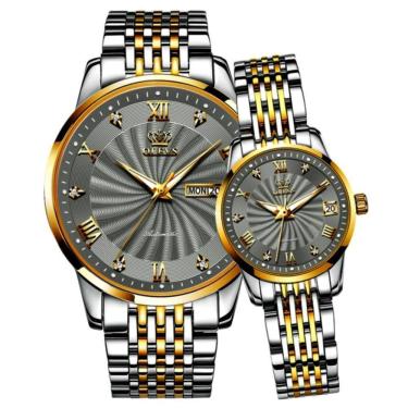 Imagem de Relógio Automático Casal Aço Inoxidável De Luxo Conjunto De Relogio Mecânico Casual
