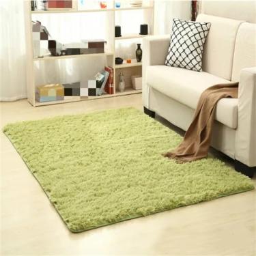 Imagem de GROWBY Tapete desgrenhado de seda macia para sala de estar casa tapetes de pelúcia quentes tapetes macios área tapete do banheiro tapetes, grama verde, 160x200cm