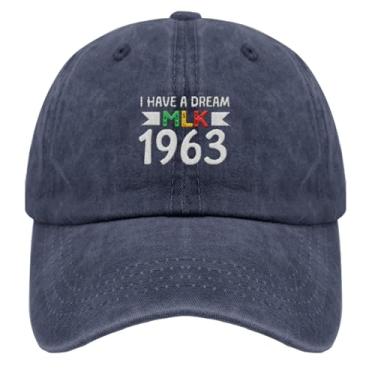 Imagem de Boné de beisebol I Have A Dream MLK 1963 Trucker Hat for Women Fashion Bordado Snapback, Azul marinho, Tamanho Único