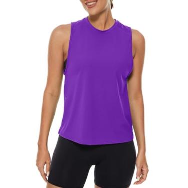 Imagem de Lavento Regata feminina de gola redonda para treino - camiseta atlética para ioga e corrida sem mangas, Lilás rico, 11