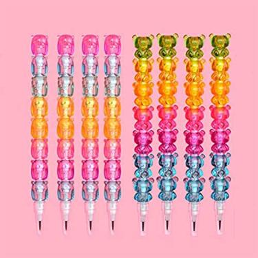 Imagem de FOIJAYI Pacote com 8 lápis empilháveis de animais fofos para escrever lápis multipontos substituíveis lembrancinhas de festa infantil para aniversário, volta às aulas, artigos de papelaria — ursos +