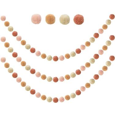Imagem de PPXMEEUDC Guirlanda de bola de feltro de 3 peças – guirlanda de pompom – 2,5 m 36 bolas 4 cores pastel, decoração de pompom, decoração de berçário, decoração de festa de aniversário, decoração de carnaval