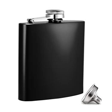 Imagem de Hillside-Kit Garrafa Hip Flask Pocket Alcohol Dranking Flask de aço inoxidável 170 g à prova de vazamento com conjunto de cantil de funil (preto)