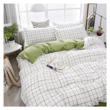 Imagem de Jogo de cama infantil moda inverno branco verde cama casal - capa de edredom fronha queen size lençol de cima grade clássica, macio (um king 4 peças)