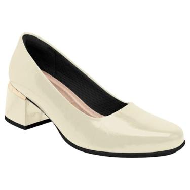 Imagem de Sapato Feminino Salto Médio Verniz Off White Ouro Piccadilly 748009-30