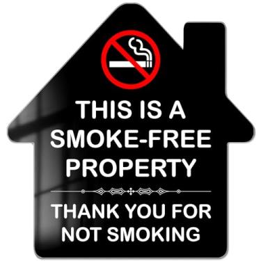 Imagem de Sinais de proibição de fumar para casa, placas de não fumar para negócios, placas de acrílico autoadesivas Airbnb 14,5 cm x 15,2 cm - PZC045