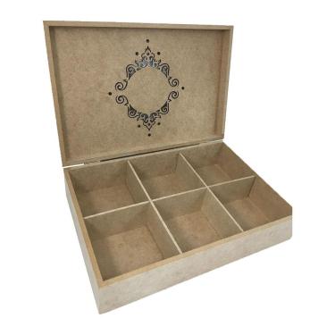 Imagem de Caixa mdf a laser brasão articulada p 6 divisórias