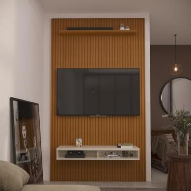 Imagem de VIA NOSSA - Painel Ripado 3d para Tv Até 55 Polegadas Print com Nicho 135cm - ViaNossa