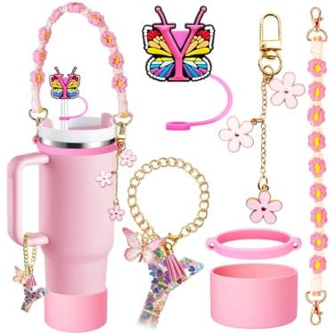 Imagem de Stanley Conjunto de acessórios de copo 6 peças para 850 g e 1,134 g, inclui tampa de capa de canudo de iniciais de silicone, bota, alça de alça de garrafa de água, anel de copo de borracha, pingente