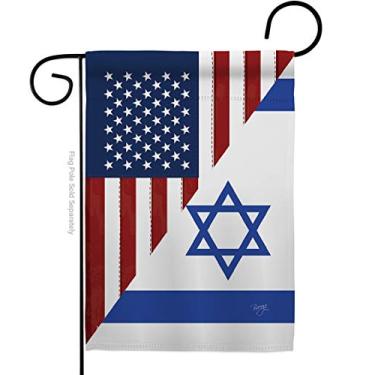 Imagem de Bandeira dos EUA Amizade Israel GF Jardim Regional EUA Aliança Americana Mundo País Área Particular Pequena Decoração Decoração Quintal Casa Banner Feito em 33 X 46 cm
