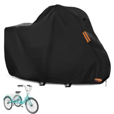 Imagem de Agustone Capa de triciclo adulto para ciclo de triciclo elétrico adulto, capas de bicicleta armazenamento externo à prova d'água para bicicleta de 3 rodas, capa à prova de poeira, preta
