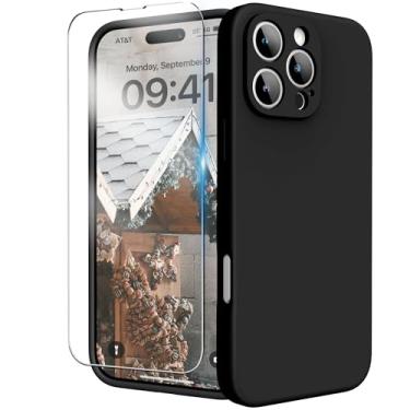 Imagem de INGIDO Capa para iPhone 16 Pro Max, capa de silicone líquido com proteção para câmera, capa de borracha de gel macio com forro de microfibra, capa protetora à prova de choque para iPhone 16 Pro Max de