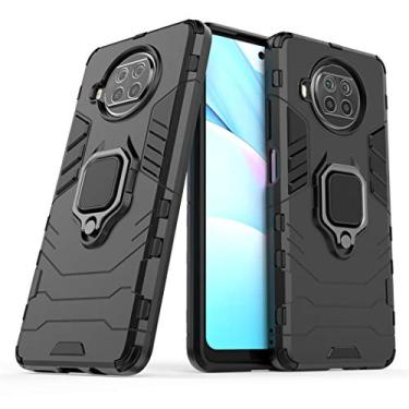 Imagem de Compatível com Xiaomi Mi 10T Lite 5G Capa Prova de Choque de Camada Dupla, Anel Giratório de 360 com Suporte de Celular para Carro (Preto)