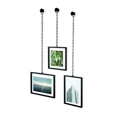 Imagem de Umbra Porta-retrato com corrente fotográfica, 10 cm x 15 cm e 10 cm x 10 cm, preto, conjunto com 3