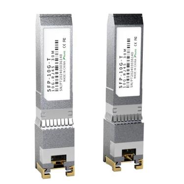 Imagem de 2 peças 10GBASE-T SFP+ RJ45 módulo transceptor de cobre, multitaxa 1,25G/2,5G/5G/10G até 30 m - Compatível com TP-Link, Cisco SFP-10G-T-S, Ubiquiti UF-RJ45-10G, Netgear, Broadcom, Mikrotik e mais