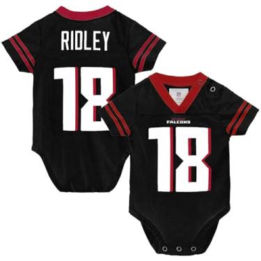 Imagem de Outerstuff NFL recém-nascido equipe cor nome e número jogador doméstico body body jersey (Calvin Ridley Atlanta Falcons Black Home, 12 meses)