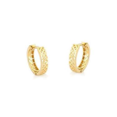 Imagem de Brinco Argola em Ouro 18k com detalhes Vazados - Safira, Único