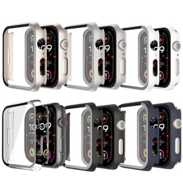 Imagem de Pacote com 6 protetores de tela de vidro temperado para Apple Watch séries 10 9 8 7 6 5 4 3 2 1 FE Ultra 38 mm, 40 mm, 41 mm, 42 mm, 44 mm, 45 mm, 46 mm, 49 mm, fina, resistente a arranhões, capa