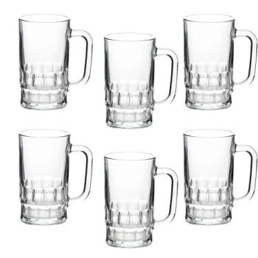 Imagem de Jogo de Copos Caneca Chopp 360ml Vidro 6 Unidades Hauskraft - Etilux
