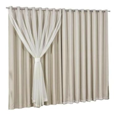 Imagem de Cortina Blackout C/ Voal Sala Quarto Claridade Sol Medida 2,00m x 1,70