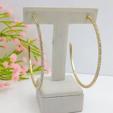 Imagem de Argola Strass 5,2cm Folheado a Ouro 400908 - Shekináh Joias 