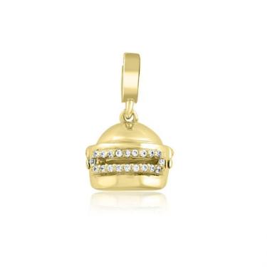 Imagem de Pingente Glam Capacete C3S1 12 mm Prata e Banho de Ouro 18k - Hera Gam