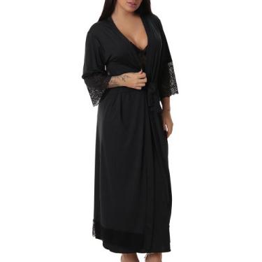 Imagem de Kit Camisola Longa de Amamentação com Robe Longo Maternidade - donna, 
