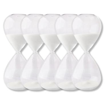 Imagem de Kit Com 5 Ampulhetas Decorativas Pequena 15min Branco Prata Dourado Le