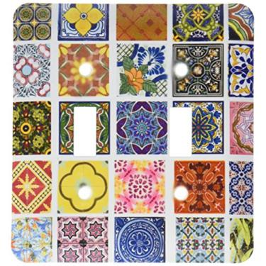 Imagem de 3dRose LLC lsp_157470_2 Colagem de azulejos mexicanos coloridos interruptor duplo