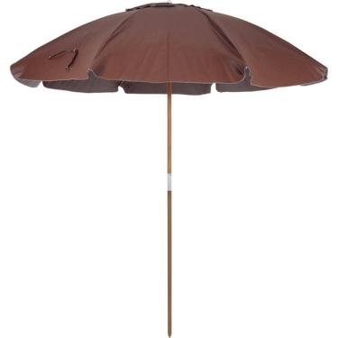 Imagem de Guarda Sol 2,40 Metros Marrom Em Bagum Caiobá Alumínio Com Vareta De Fibra Bel