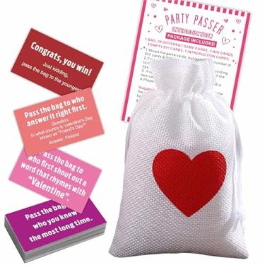 Imagem de Kit de jogo "Passe The Bag" do Dia dos Namorados, 44 cartões de dicas e 1 bolsa de passagem, jogo de festa engraçado para adolescentes e adultos, jogo de prêmios de reunião, atividade em grupo,