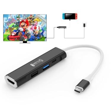 Imagem de RREAKA Switch Dock para Nintendo Switch OLED, adaptador de TV 4 em 1 com HDMI 4K, porta USB 3.0, carregamento tipo C 100W, estação de ancoragem portátil para viagens, Samsung Dex S24, MacBook
