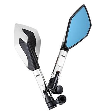 Imagem de Espelho lateral de motocicleta com parafusos de 8 mm e 10 mm, espelho retrovisor CNC de vidro azul antirreflexo universal