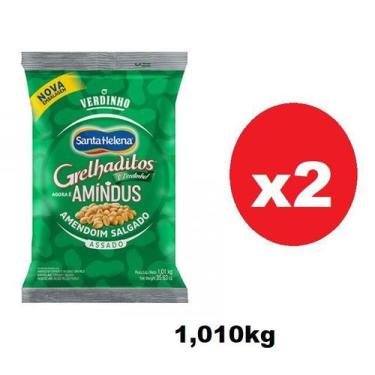 Imagem de 2 Pacotes Amendoim Salgado Amíndus Grelhaditos S/Pele 1,01kg - Santa h