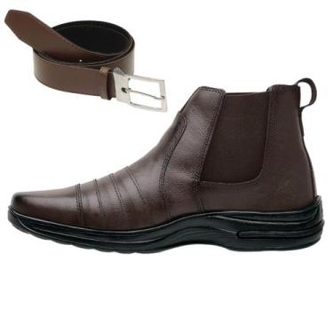 Imagem de Bota de Couro Coturno Casual Masculino Gmm Shoes Macio Leve Resistente