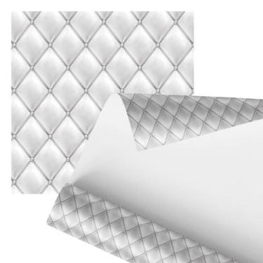 Imagem de Papel De Parede Adesivo Estofado Branco Brilhoso Sofá 2,80m - PlimShop
