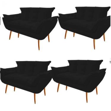 Imagem de Kit 04 Namoradeira  Decorativa  Opala Pés Palito em Madeira 2 Lugares 