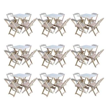 Imagem de Kit 9 Jogos de Mesa Dobravel com 4 Cadeiras de Madeira 70x70 para Rest