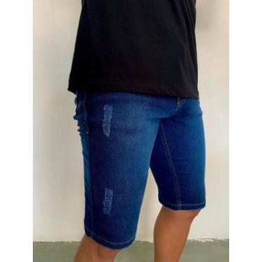 Imagem de Bermuda Masculina Skinny com lycra - IMPÉRIO JEANS, Jeans escuro, 42