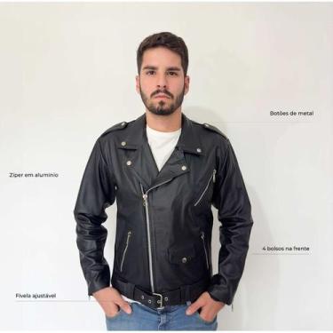 Imagem de Jaqueta de Couro Bovino Legitimo Masculina Rock 2024 - Bufalo Couros, 